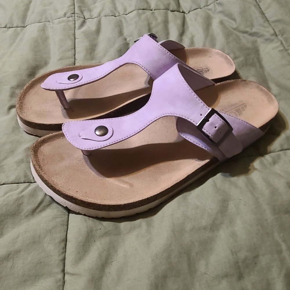 Cliffs by White Mountain Birch Sandals Womens 10W Purple Cork Footbed Purple EUC